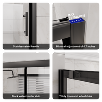 Goodyo 60 in. W x 62 in. H Black Sliding Bathtub Shower Door, 1/5 in. Clear Tempered Glass Tub Door with Stainless Steel Handle, Single Sliding Shower Screen