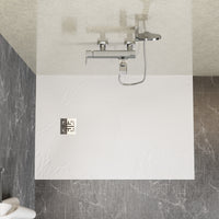 Goodyo® 32” x 48” Shower Base Acrylic Side Drain Shower Pan w/ Stainless Steel Drain Cover, Slate White