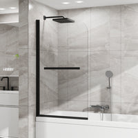 Goodyo® 55"x31" Hinged Bath Screen Shower Door Matte Black