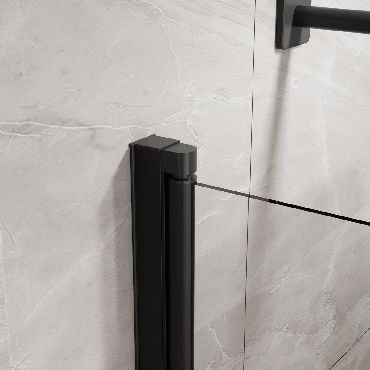 Goodyo® 55"x31" Hinged Bath Screen Shower Door Matte Black