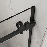 Goodyo 44-48 in. W x 72 in. H Frameless Sliding Shower Door, Matte Black Stainless Steel Hardware, 1/4 in. Clear Tempered Glass