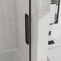 Goodyo 44-48 in. W x 72 in. H Frameless Sliding Shower Door, Matte Black Stainless Steel Hardware, 1/4 in. Clear Tempered Glass