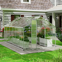 7.87x11.88 FT Large Greenhouse for Outdoors, Polycarbonate Walk-in Greenhouse with Roof Vent for Garden, Backyards, Silver