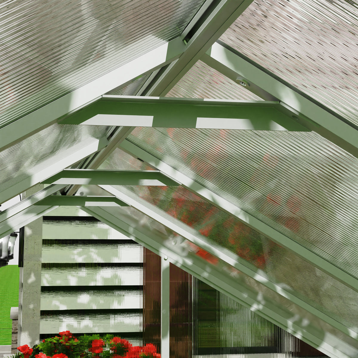 7.87x11.88 FT Large Greenhouse for Outdoors, Polycarbonate Walk-in Greenhouse with Roof Vent for Garden, Backyards, Silver