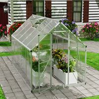 5.54’ x 9.17’ Polycarbonate Greenhouse for Outdoors, Large Aluminum Walk-in Greenhouse with Roof Vent Window & Lockable Door for Garden, Backyards, Easy Assembly, Silver