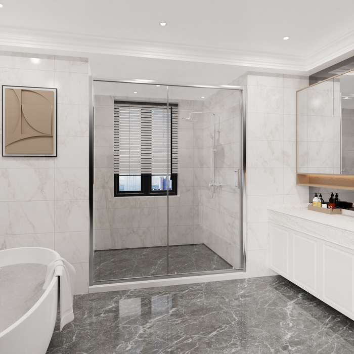 Goodyo 58.5-60 in. W x 72 in. H Sliding Shower Door, Chrome Finish Glass Shower Door with Tempered Safety Glass