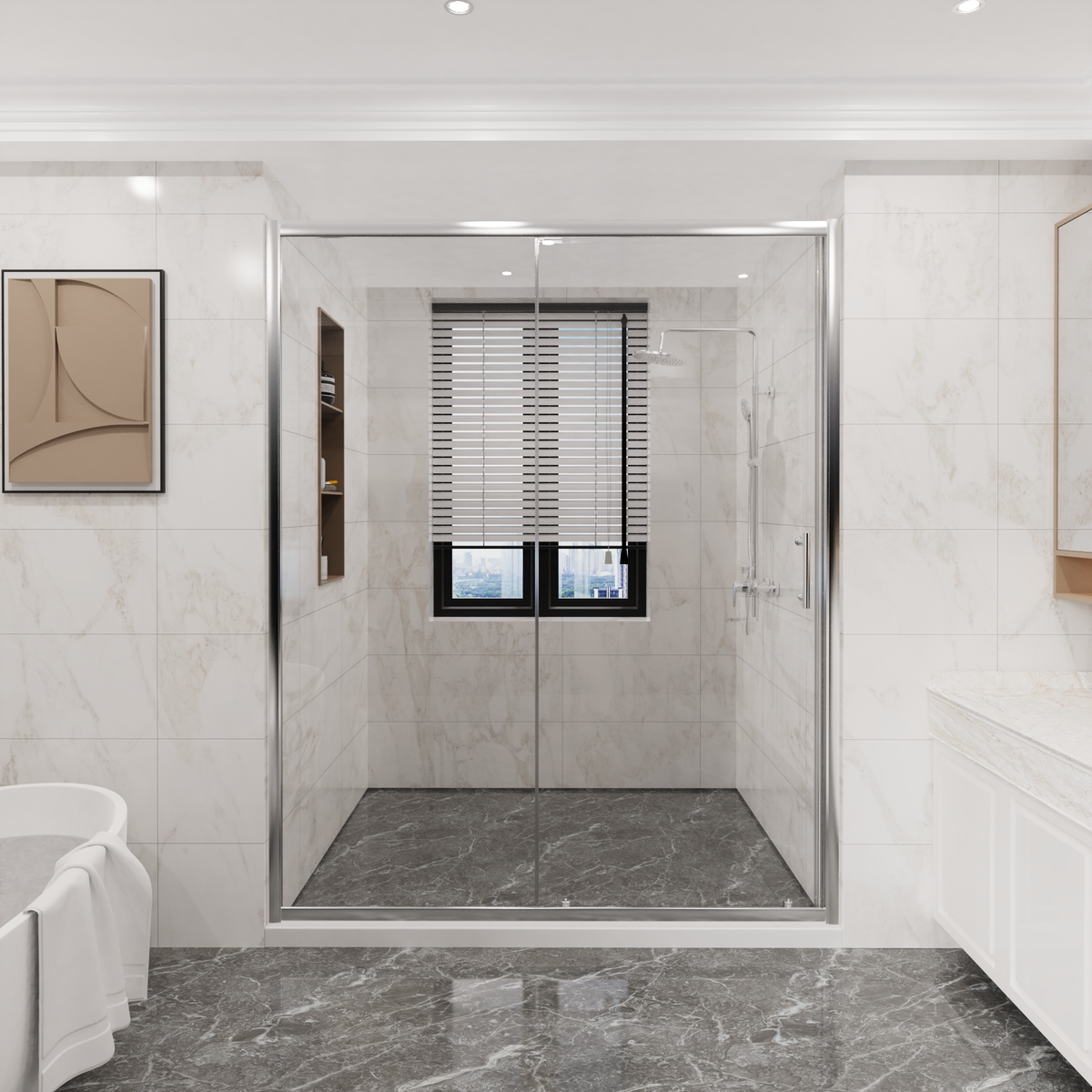 Goodyo 58.5-60 in. W x 72 in. H Sliding Shower Door, Chrome Finish Glass Shower Door with Tempered Safety Glass
