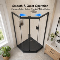 Goodyo Neo-Angle Shower Door Kit, 36"x36"x72" Corner Shower Door with Black Base, Double Sliding All Black Shower Door Set, Clear Tempered Glass Enclosure Space-saving