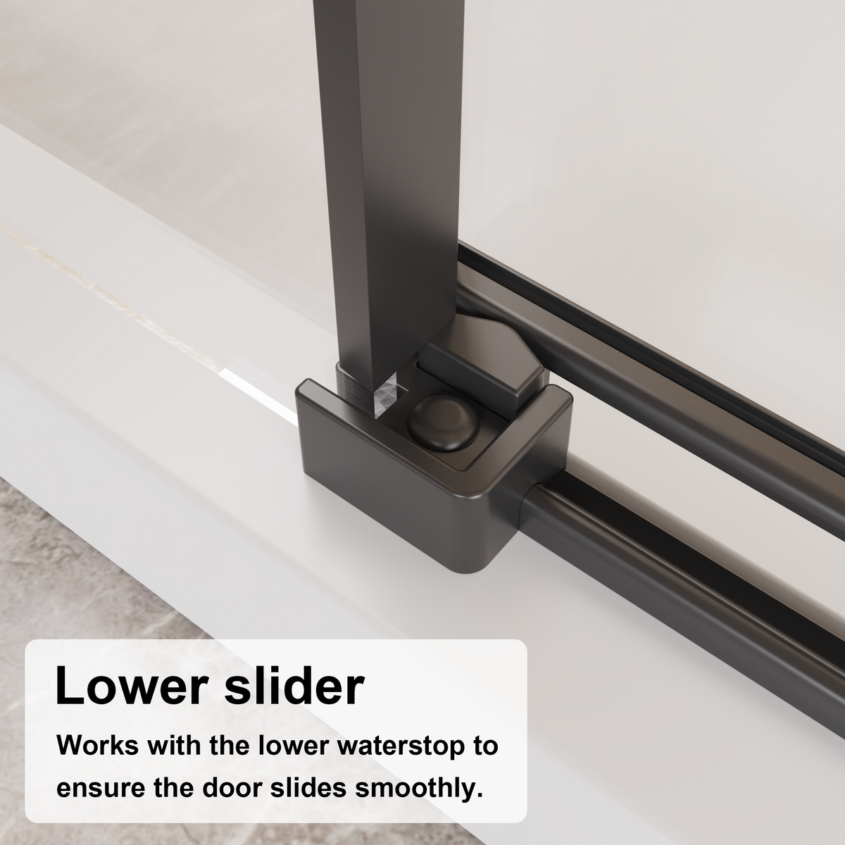 Goodyo 48" W x 72" H Frameless Sliding Shower Door, 1/4" Clear Tempered Glass, Reversible Single Sliding Door with Zinc Rollers & Stainless Steel Handle, Matte Black Finish