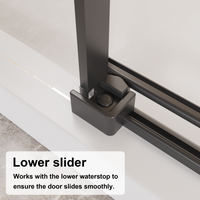Goodyo 48" W x 72" H Frameless Sliding Shower Door, 1/4" Clear Tempered Glass, Reversible Single Sliding Door with Zinc Rollers & Stainless Steel Handle, Matte Black Finish