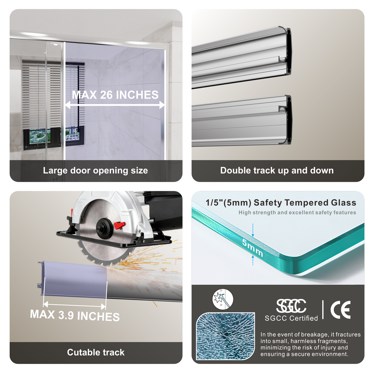 Goodyo 58.5-60 in. W x 72 in. H Sliding Shower Door, Chrome Finish Glass Shower Door with Tempered Safety Glass