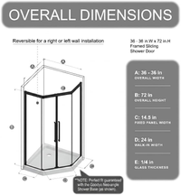 Goodyo Neo-Angle Corner Sliding Shower Door, 36x36x72 in, Full-Frame Tempered Clear Glass Enclosure with Silent Sliding System (No Base)