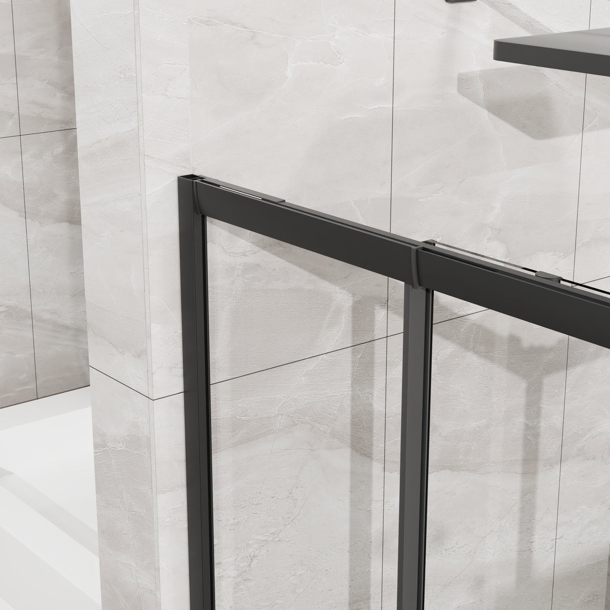 Goodyo Adjustable Square Shower Enclosure, Fits 32–36 in. Square Spaces Double Sliding Shower Doors 72.in H Matte Black