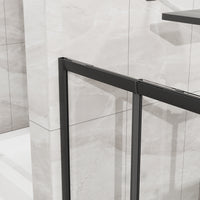 Goodyo Adjustable Square Shower Enclosure, Fits 32–36 in. Square Spaces Double Sliding Shower Doors 72.in H Matte Black