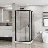 Goodyo Adjustable Square Shower Enclosure, Fits 32–36 in. Square Spaces Double Sliding Shower Doors 72.in H Matte Black