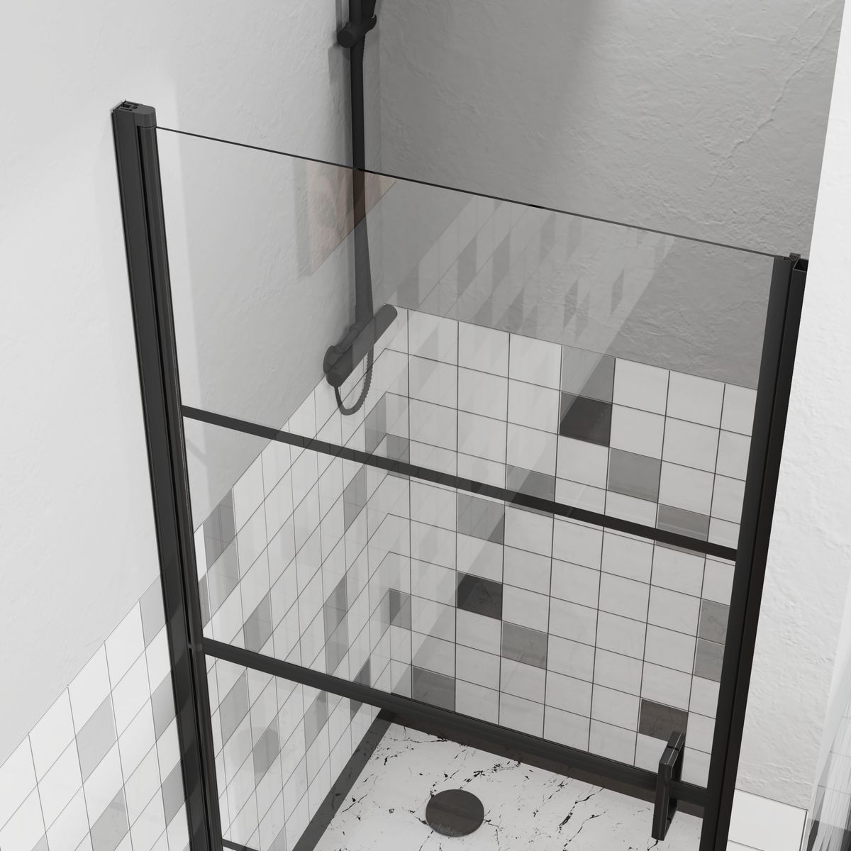 Goodyo® 36"x72"H Pivot Shower Door Swing Hinged Temper Glass Door, Black