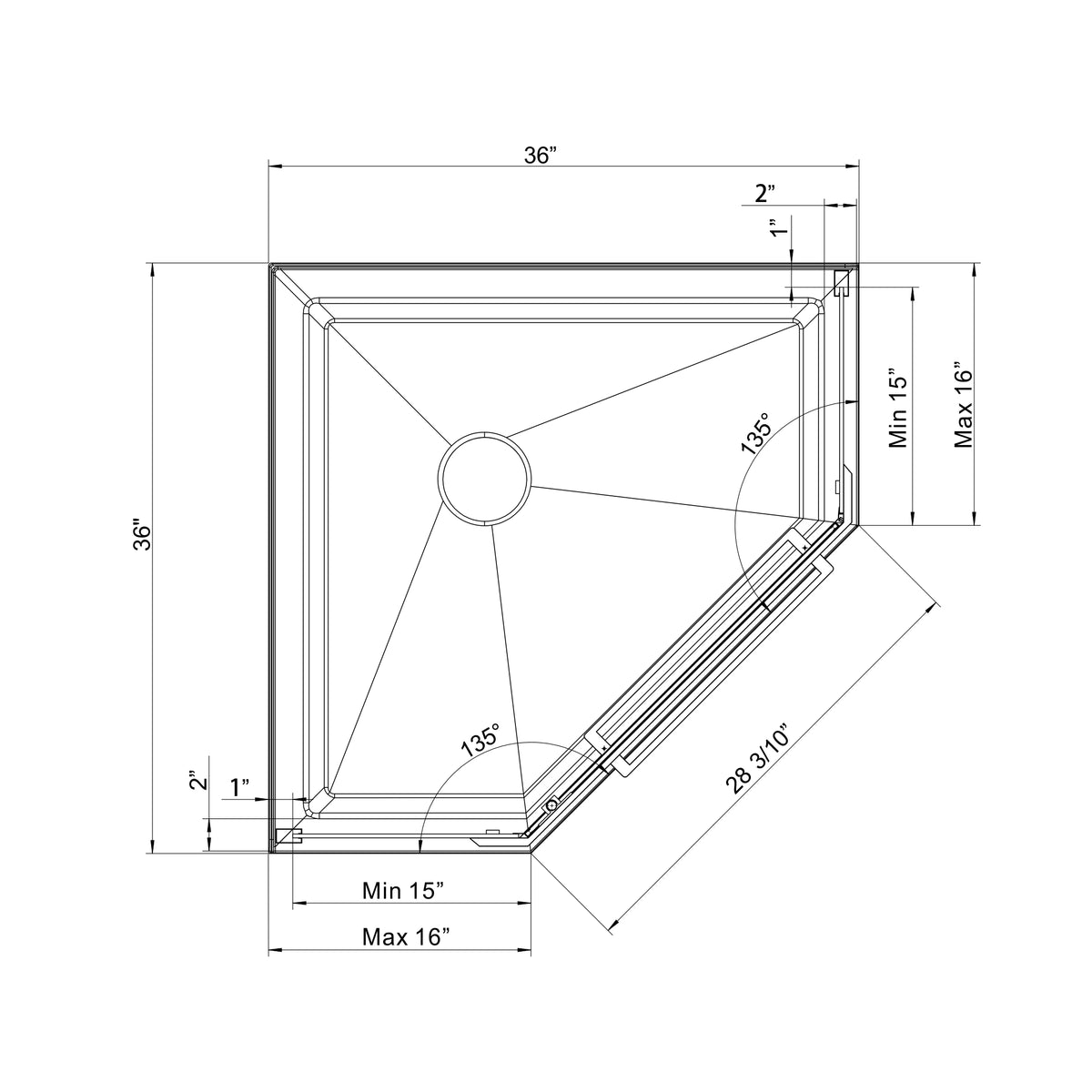 Goodyo 36" x 36" Neo-Angle Shower Enclosure with Base, Pivot Glass Door & Matte Black Hardware, Corner Shower Kit （No Drain Kit)）