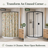 Goodyo Neo-Angle Shower Kit, 36"x36"x72" Corner Shower Door with White Base, Double Sliding Matte Black Shower Door Set, Clear Tempered Glass Enclosure