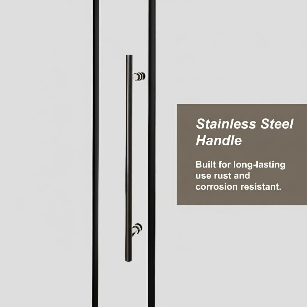 Goodyo® 60"x72" Frameless Shower Sliding Door ,Quiet Sliding Rail System, Stainless Steel Handle, 1/4 in Clear  Tempered Glass, Matte Black