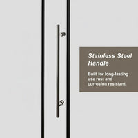 Goodyo® 60"x72" Frameless Shower Sliding Door ,Quiet Sliding Rail System, Stainless Steel Handle, 1/4 in Clear  Tempered Glass, Matte Black