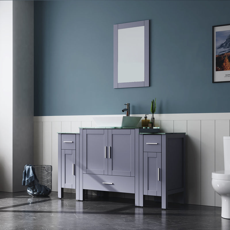 Goodyo® 54" Gray Bathroom Vanity and Sink Combo w/Glass Top
