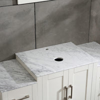 48" White Marble Top Bathroom Vanity Double Sink