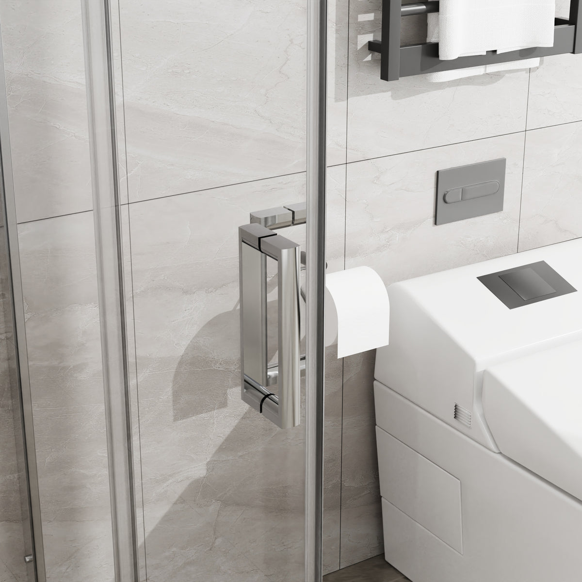 Goodyo Adjustable Square Shower Enclosure, Fits 32–36 in. Square Spaces Double Sliding Shower Doors 72.in H Chrome