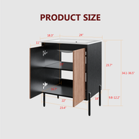 Goodyo 30" Modern Bathroom Vanity with Sink Combo – Fluted Walnut & Black Freestanding Cabinet with Adjustable  Metal Feet