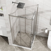 Goodyo Adjustable Square Shower Enclosure, Fits 32–36 in. Square Spaces Double Sliding Shower Doors 72.in H Chrome