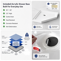 Goodyo Neo-Angle Shower Kit, 36"x36"x72" Corner Shower Door with White Base, Double Sliding Matte Black Shower Door Set, Clear Tempered Glass Enclosure