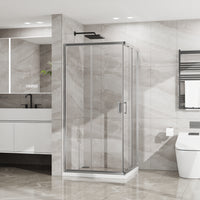 Goodyo Adjustable Square Shower Enclosure, Fits 32–36 in. Square Spaces Double Sliding Shower Doors 72.in H Chrome