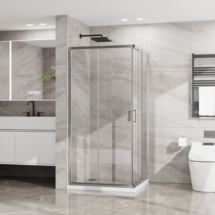 Goodyo Adjustable Square Shower Enclosure, Fits 32–36 in. Square Spaces Double Sliding Shower Doors 72.in H Chrome