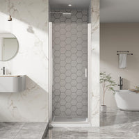 Goodyo® 30” x 72” Pivot Swing Shower Door, Hinged Shower Door, Chrome, Semi-Frameless Design