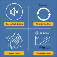 Goodyo® 30” x 72” Pivot Swing Shower Door, Hinged Shower Door, Chrome, Semi-Frameless Design