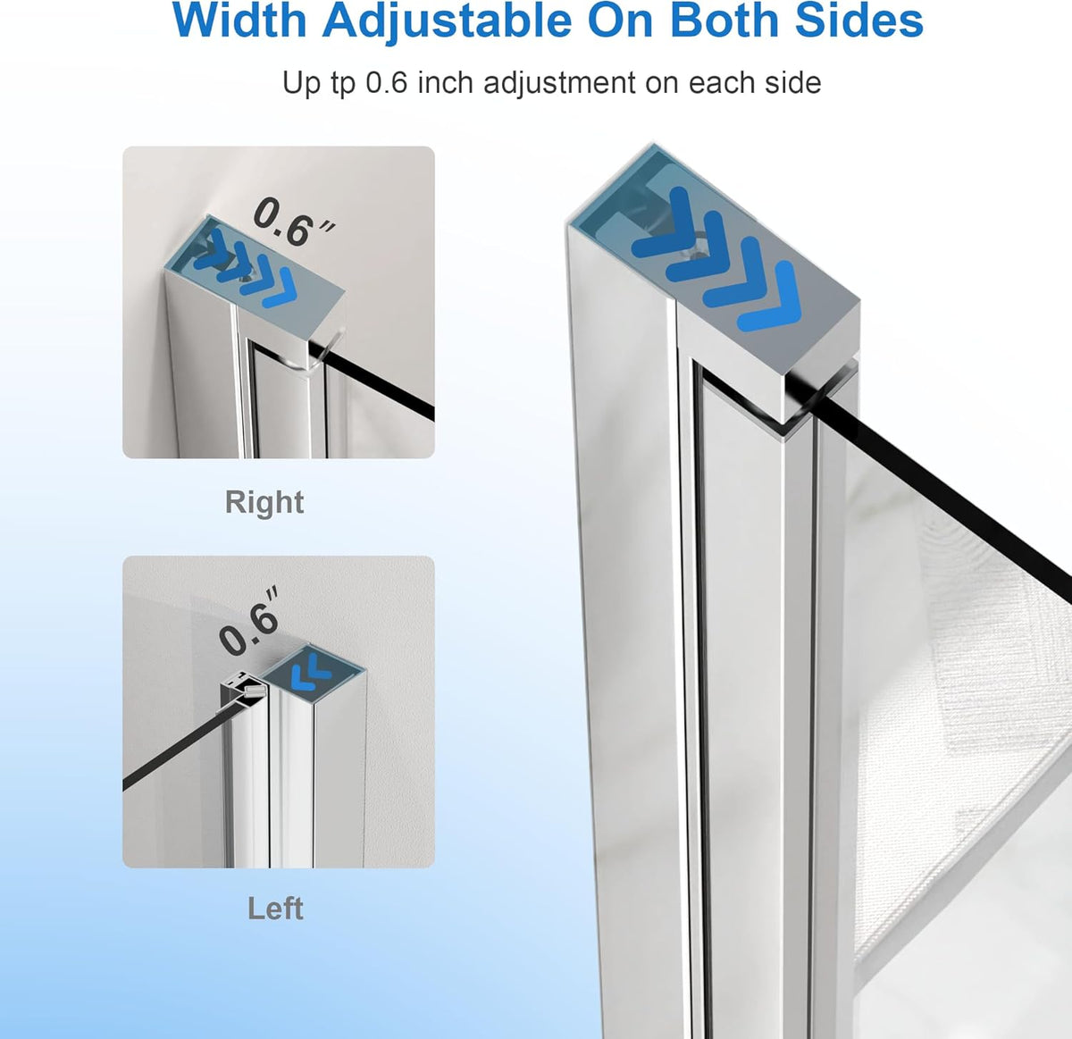 Goodyo® 28” x 72” Pivot Swing Shower Door, Hinged Shower Door, Chrome, Semi-Frameless Design