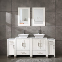 72” White Marble Top Bathroom Vanity Combo