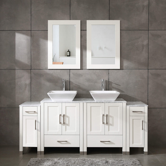 Goodyo® 72” White Marble Top Bathroom Vanity Combo