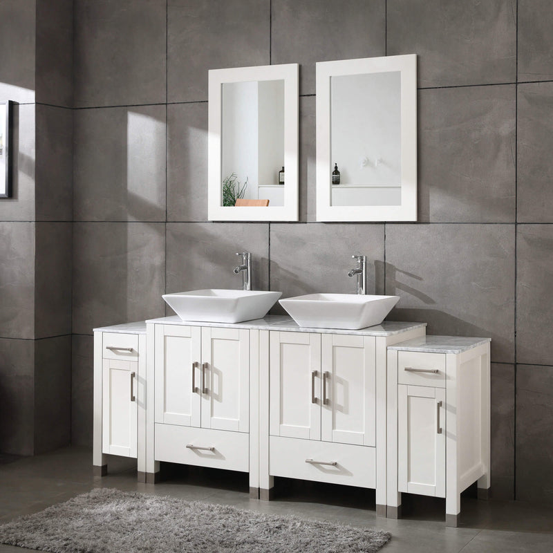 Goodyo® 72” White Marble Top Bathroom Vanity Combo