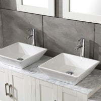 72” White Marble Top Bathroom Vanity Combo