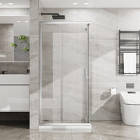 Goodyo Adjustable Square Shower Enclosure, Fits 32–36 in. Square Spaces Double Sliding Shower Doors 72.in H Chrome