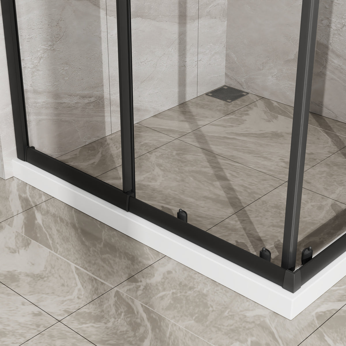 Goodyo Adjustable Square Shower Enclosure, Fits 32–36 in. Square Spaces Double Sliding Shower Doors 72.in H Matte Black