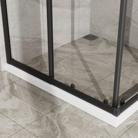 Goodyo Adjustable Square Shower Enclosure, Fits 32–36 in. Square Spaces Double Sliding Shower Doors 72.in H Matte Black