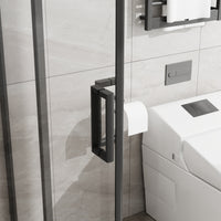 Goodyo Adjustable Square Shower Enclosure, Fits 32–36 in. Square Spaces Double Sliding Shower Doors 72.in H Matte Black