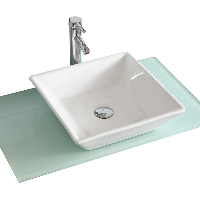 Goodyo® 16" Square White Ceramic Basin Bathroom Vessel Sink