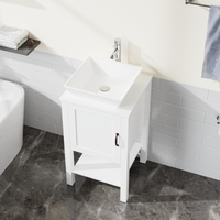 18” White Bathroom Vanity with Vessel Sink Top Combo