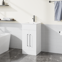 16” White Bathroom Vanity with Sink Small Vanity Cabinet
