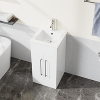 16” White Bathroom Vanity with Sink Small Vanity Cabinet