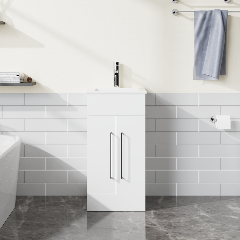 Goodyo® 16” White Bathroom Vanity with Sink Small Vanity Cabinet