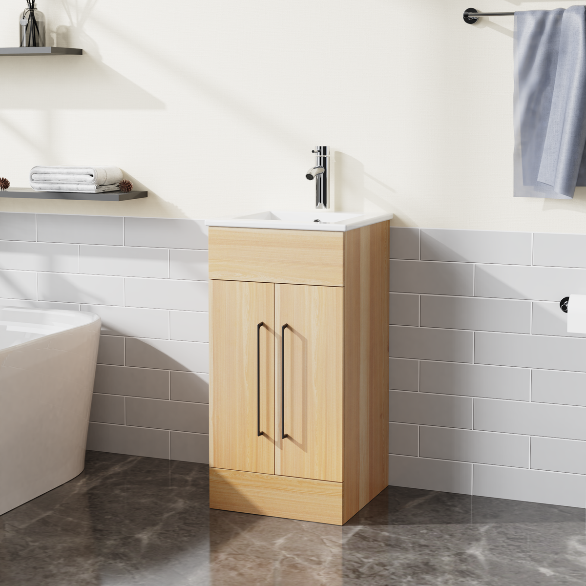 16” Small Bathroom Vanity with Single Sink Combo