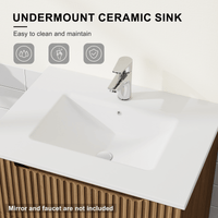 Goodyo® 24” Wall-Mount Bathroom Vanity with Drop- in Sink, Walnut